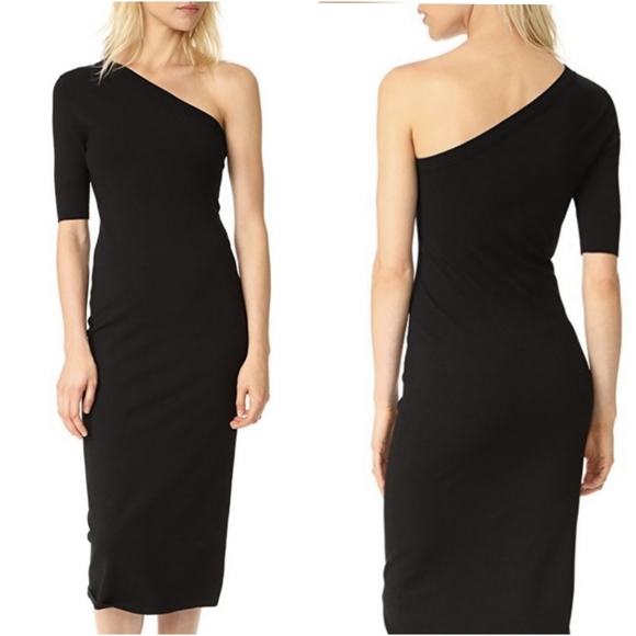 Rebecca Minkoff One Shoulder Sweater Dress LBD Date Night Cocktail Party - Picture 1 of 7